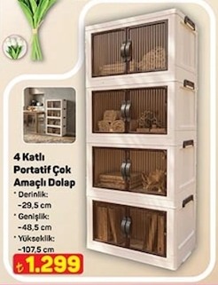4 Katli Portatif Cok Amaçli Dolap