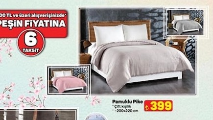 Pamuklu Pike Çift Kişilik 200X220 Cm
