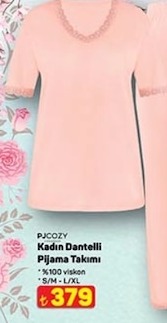 Pjcozy Kadın Dantelli Pijama Takımı %100 Visko S/M - L/Xl
