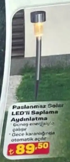 Paslanmaz Solar Led'Li Saplama Aydınlatma