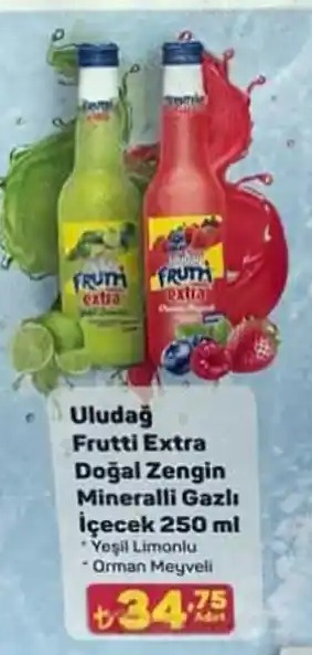 Uludağ Frutti Extra Doğal Zengin Mineralli Gazlı İçecek 250 Ml