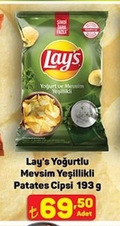 Lay'S Yoğurtlu Mevsim Yeşillikli Patates Cipsi 193 G