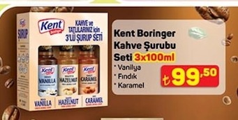Kent Boringer Kahve Şurubu Seti 3X100Ml