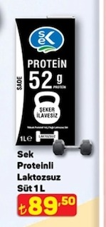Sek Proteinli Laktozsuz Süt 1L
