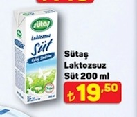 Sütaş Laktozsuz Süt 200 Ml