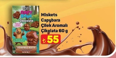 Miskets Capybara Çilek Aromalı Çikolata 60G