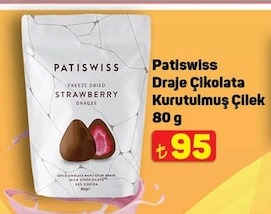 Patiswiss Draje Çikolata Kurutulmuş Çilek 80G
