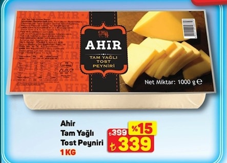 Ahir Tam Yagli Tost Peyniri 1 Kg