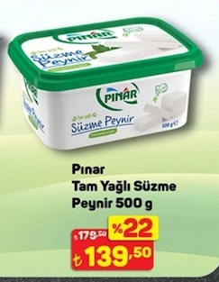 Pinar Tam Yagli Süzme Peynir 500 G
