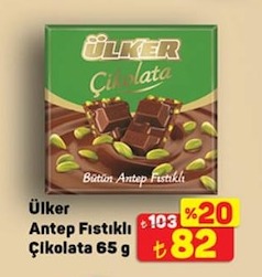 Ülker Antep Fıstıklı Çikolata 65 G