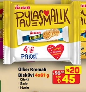 Ülker Kremalı Bisküvi 4X61 G