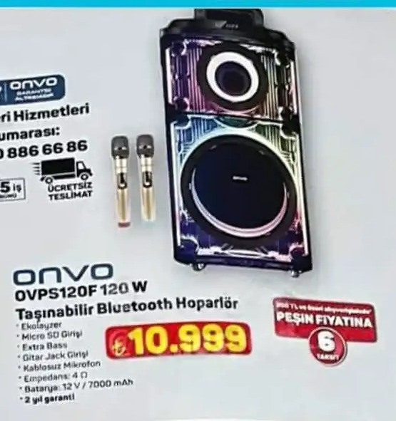 Onvo Ovps120F 120 W Taşınabilir Bluetooth Hoparlör