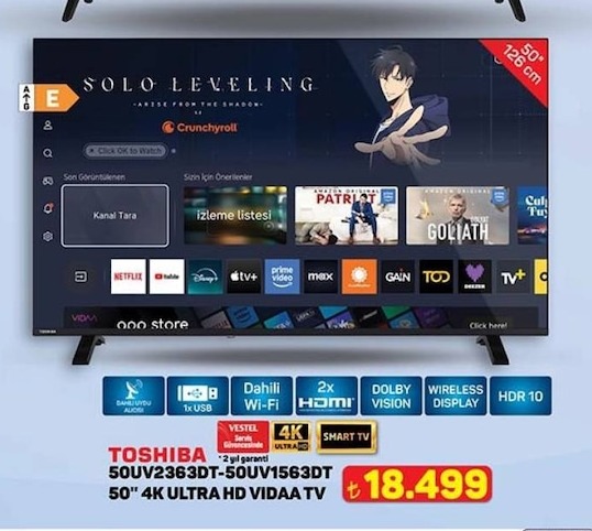Toshiba 50" 4K Ultra Hd Vidaa Tv