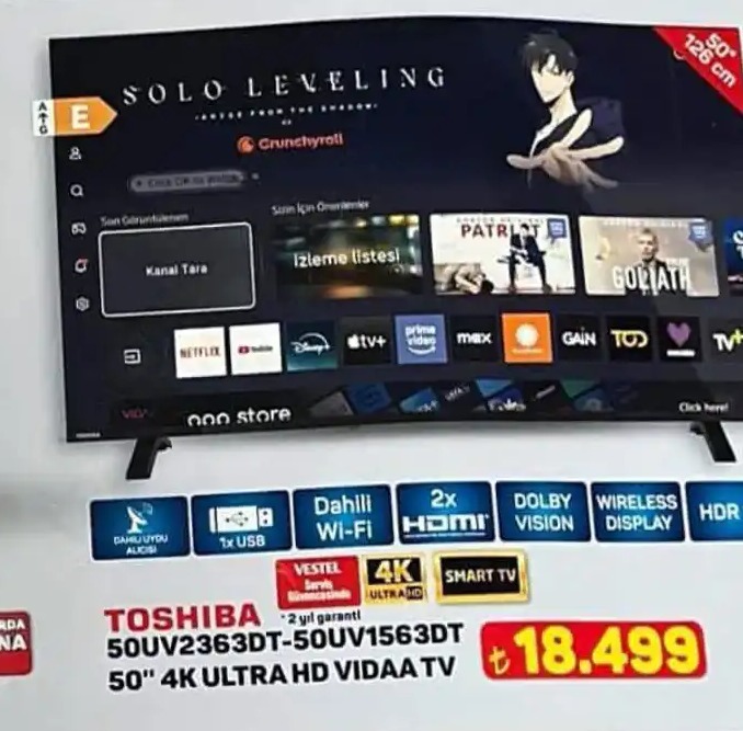 Toshiba 50Uv2363Dt-50Uv1563Dt 50" 4K Uhd Vida Tv