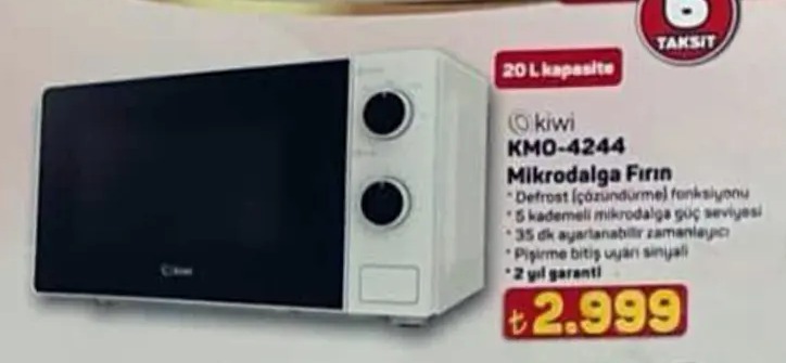Kiwi Kmo-4244 Mikrodalga Fırın 20L Kapasite
