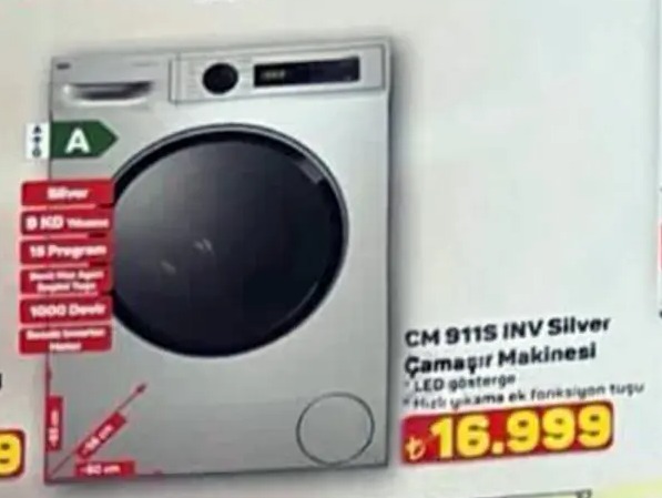 Cm 911S Inv Silver Çamaşır Makinesi 9 Kg