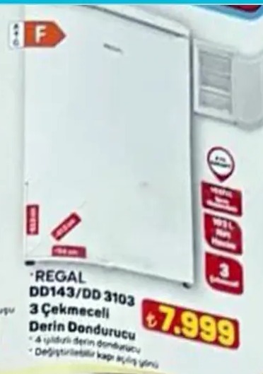 Regal Dd143/Dd 3103 3 Çekmeceli Derin Dondurucu