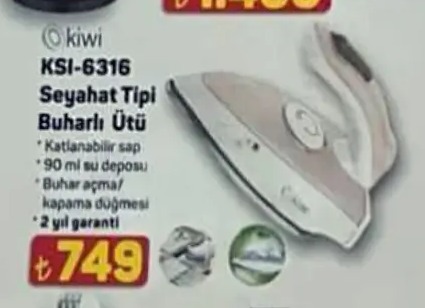 Kiwi Ksi-6316 Seyahat Tipi Buharlı Ütü