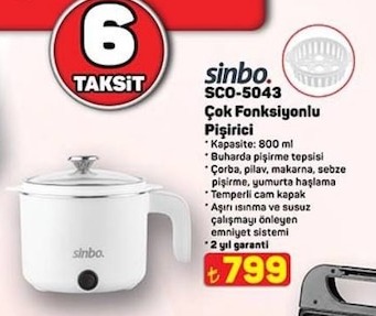 Sinbo Sco-5043 Çok Fonksiyonlu Pişirici