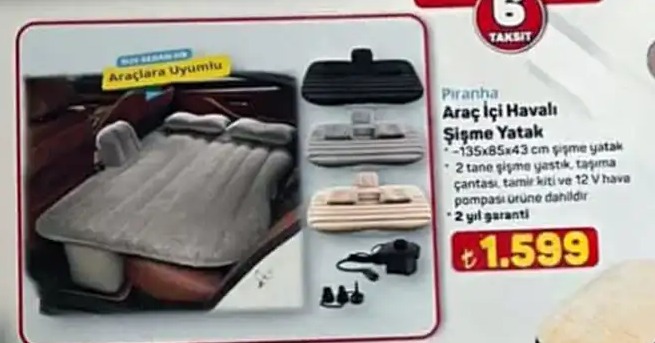 Piranha Araç İçi Havalı Şişme Yatak