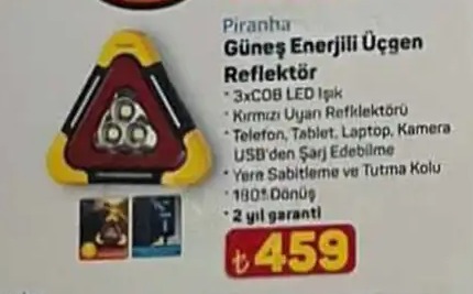 Piranha Güneş Enerjili Üçgen Reflektör