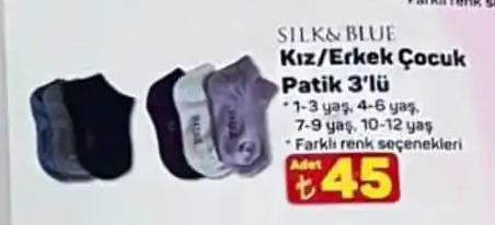 Silk & Blue Kız/Erkek Çocuk Patik 3'Lü