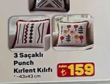 3 Saçaklı Punch Kırlent Kılıfı 43X43 Cm