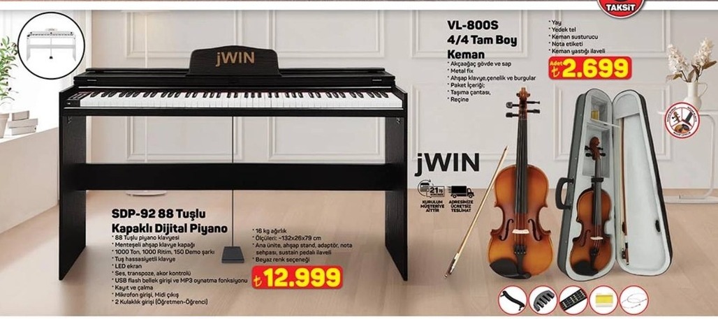 Jwin Sdp-92 88 Tuşlu Kapaklı Dijital Piyano