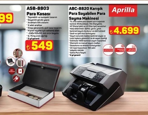 Aprilla Abc-8820 Karışık Para Sayabilen Para Sayma Makinesi