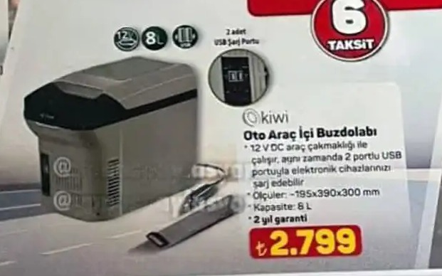 Kiwi Oto Araç İçi Buzdolabı 8L