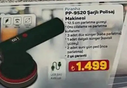 Piranha Pp-9520 Şarjlı Polisaj Makinesi
