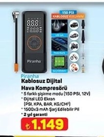 Piranha Kablosuz Dijital Hava Kompresörü