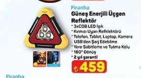 Piranha Güneş Enerjili Üçgen Reflektör