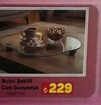 Bulut Şekilli Cam Sunumluk