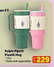 Kulplu Pipetli Plastik Mug 1.3 L