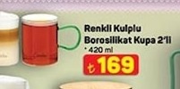 Renkli Kulplu Borosilikat Kupa 420Ml