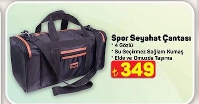 Spor Seyahat Çantası 4 Gözlü Su Geçirmez