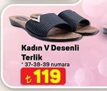 Kadın V Desenli Terlik 37-38-39 Numara