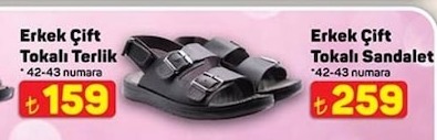 Erkek Cift Tokali Sandalet 42-43 Numara