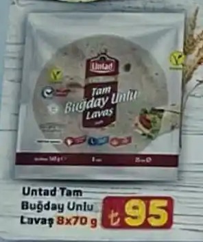 Untad Tam Buğday Unlu Lavaş 8X70G