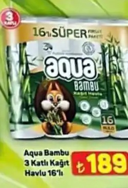 Aqua Bambu 3 Katlı Kağıt Havlu 16Lı