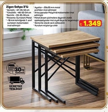 Zigon Sehpa 3'Lü
