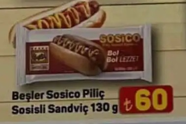 Beşler Sosico Piliç Sosislis Sandviç 130 G