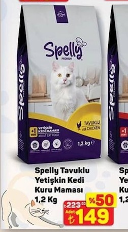 Spelly Tavuklu Yetişkin Kedi Kuru Mama 1,2Kg