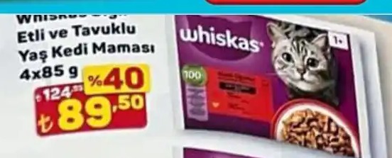 Whiskas Sığır Etli Ve Tavuklu Yaş Kedi Maması 4X85G