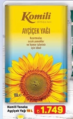 Komili Ayçiçek Yağı 18 L