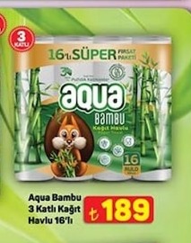 Aqua Bambu 3 Katlı Kağıt Havlu 16'Sı