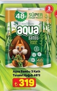 Aqua Bambu 3 Katlı Tuvalet Kağıdı 48'Li