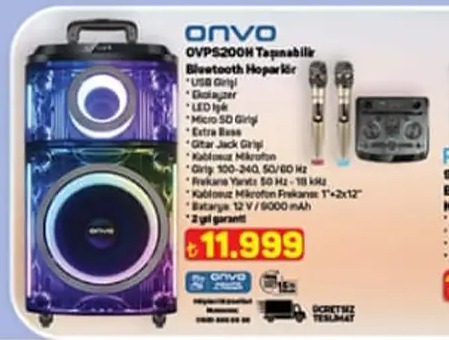 Onvo Ovps200H Tapanabilir Bluetooth Hoparlör