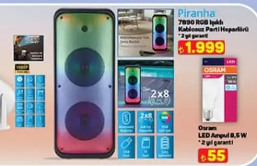Piranha 7890 Rgb Işıklı Kablosuz Parti Hoparlörü